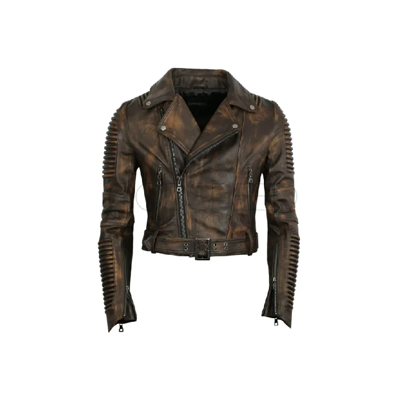 Women Moto Jacket ( Vintage Brown ) Appliqued Jacket Beaded Jacket Sequined Jacket