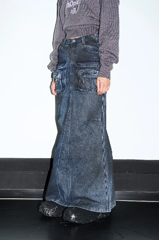Mud Washed Skirt denim skirt durable