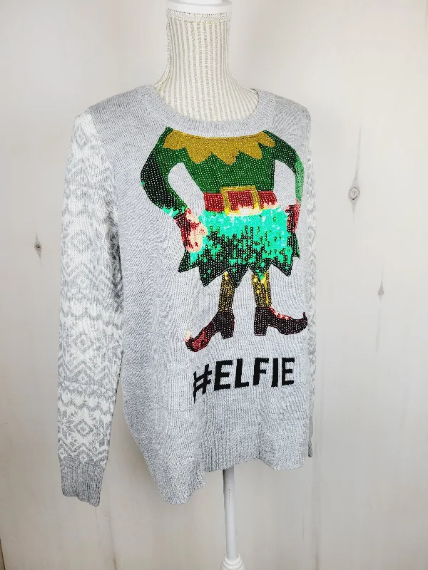 GEORGE #ELFIE SEQUINED SWEATER LADIES LARGE PRE-LOVED Knit Fabric Woven Fabric Fleece Fabric