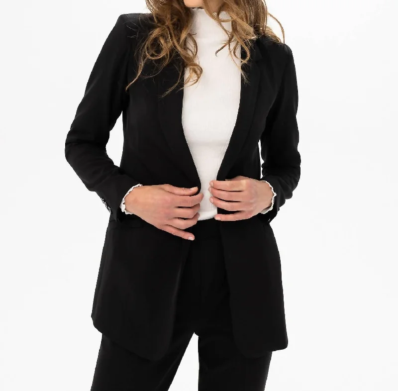 Woven Blazer Jacket In Black Notch Collar Jacket Peter Pan Collar Jacket Cowl Neck Jacket