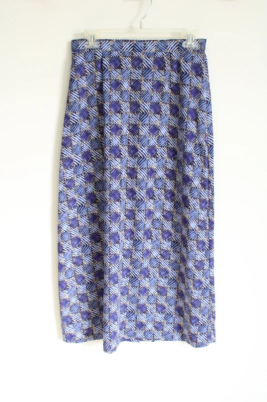 Sag Harbor Blue Patterned Skirt | S chiffon skirt lightweight