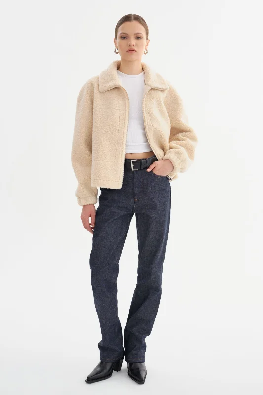 JAYNA | Sherpa Jacket Front Pockets Side Pockets Patch Pockets