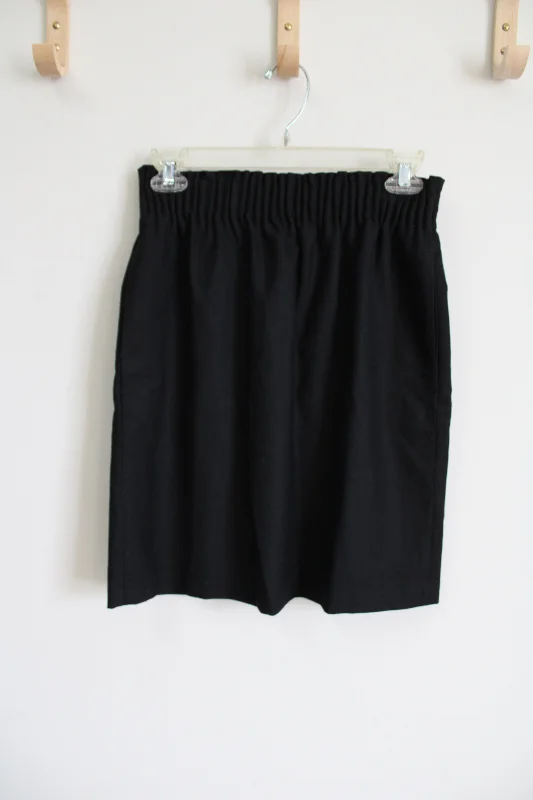 NEW J.Crew Black Cinch Waist Wool Blend Skirt | 0 leather skirt modern