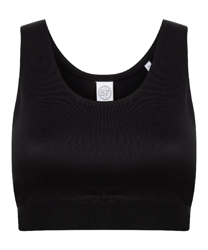 Black/Black - Women's fashion crop top Denim Fabric Leather Fabric Suede Fabric