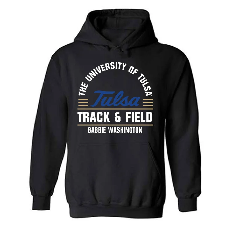 Tulsa - NCAA Women's Track & Field : Gabbie Washington - Classic Fashion Shersey Hooded Sweatshirt Hoodie with Hem Raw Edge Edgy Unfinished