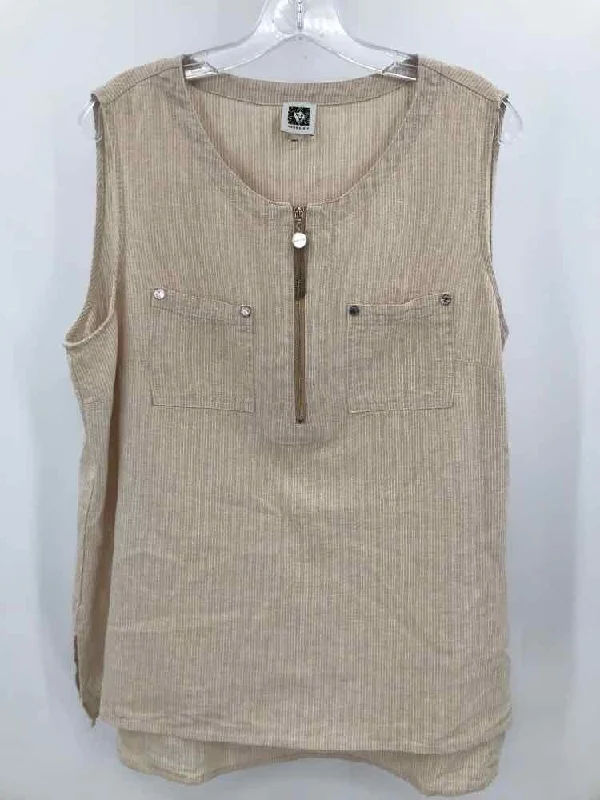 Pre-Owned Anne Klein Tan Size Large Tank Top strappy tank top