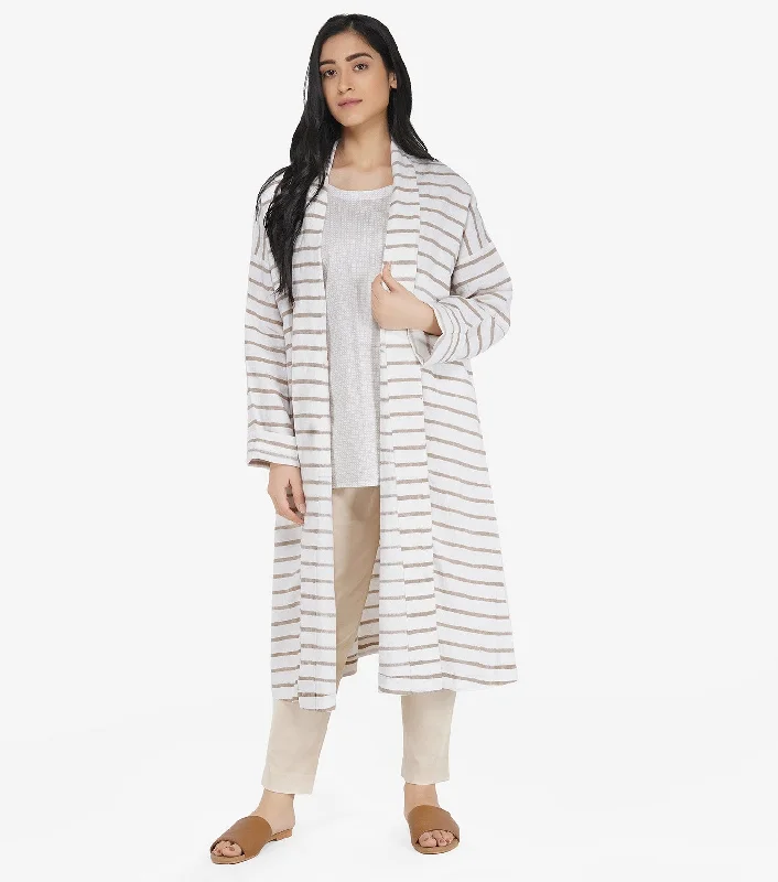Natural striped linen jacket Rayon Fabric Velvet Fabric Corduroy Fabric