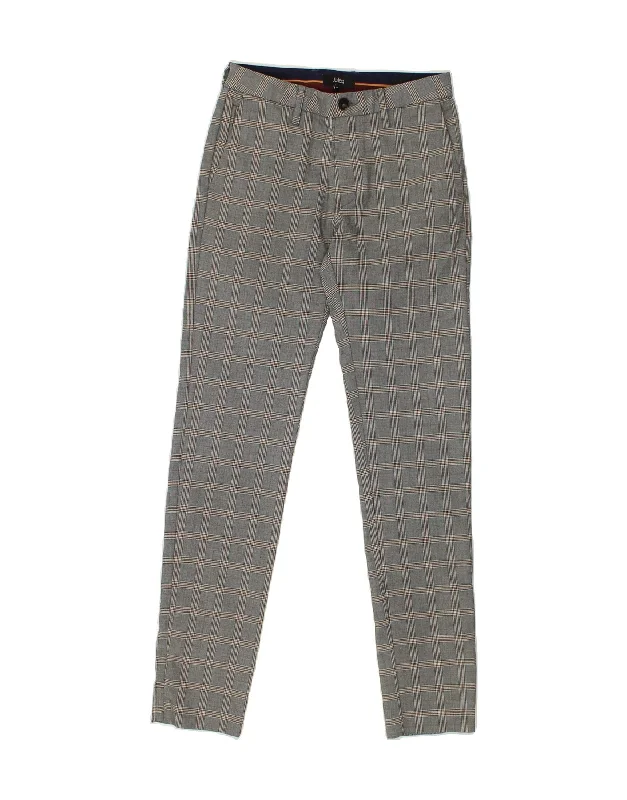 JULES Womens Skinny Chino Trousers W34 L31 Grey Check Polyester Trousers Office Stylish