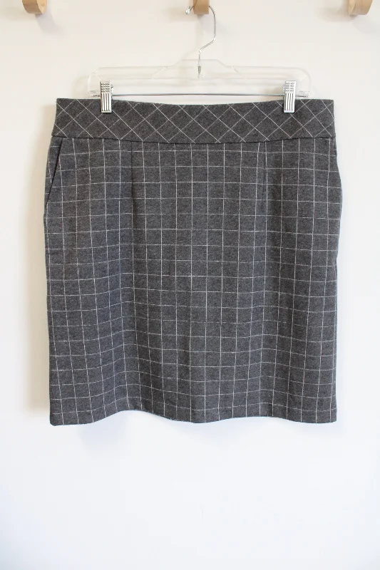 Architect Gray White Windowpane Skirt | L lace skirt intricate