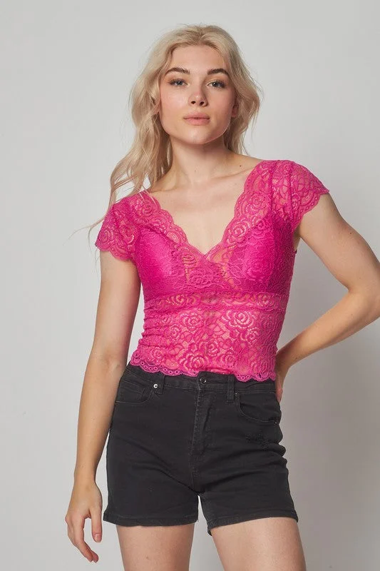 Lace V neck Cap Sleeve Padded Cami Tank Top fitness tank top