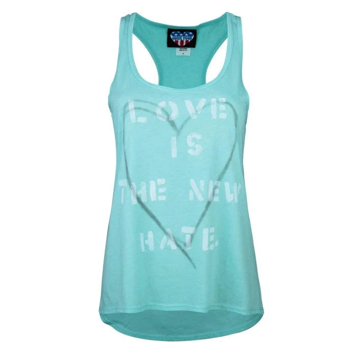 Junk Food Womens/Ladies Love Is The New Hate Tank Top lemon yellow tank