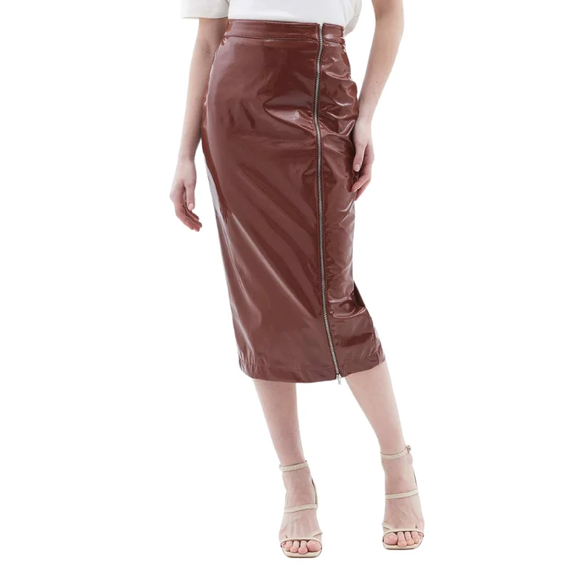 OXXO - Zipper Detailed Patent Leather Skirt spandex blend skirt