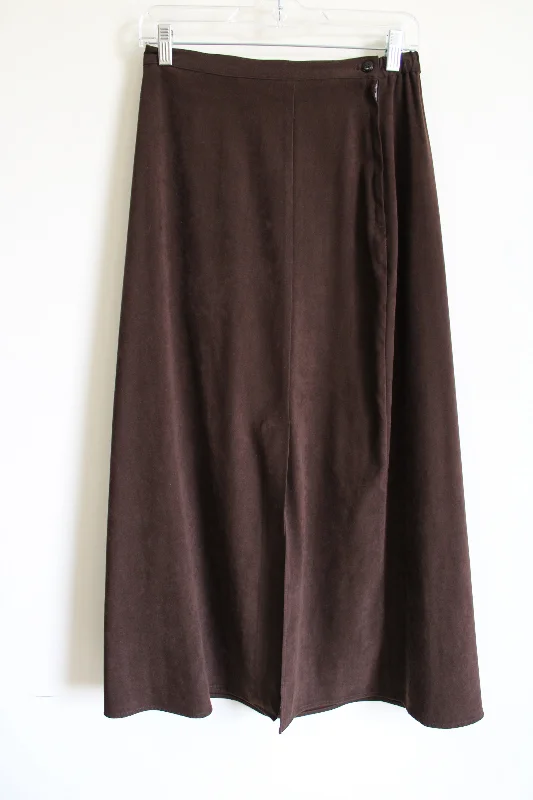 Vintage First Option Brown Sueded Maxi Skirt | 8 velvet skirt luxury