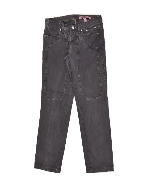 JECKERSON Womens Straight Casual Trousers W27 L28 Grey Cotton Trousers Seasonal Trendy