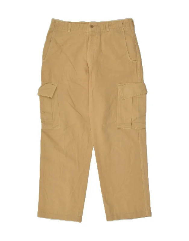 VINTAGE Womens Straight Cargo Trousers IT 46 Large W32 L28  Beige Trousers Satin Smooth