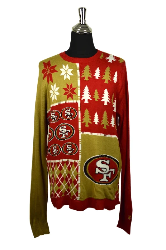 San Fransisco 49ers NFL Christmas Sweater Real Fur Shearling Chenille