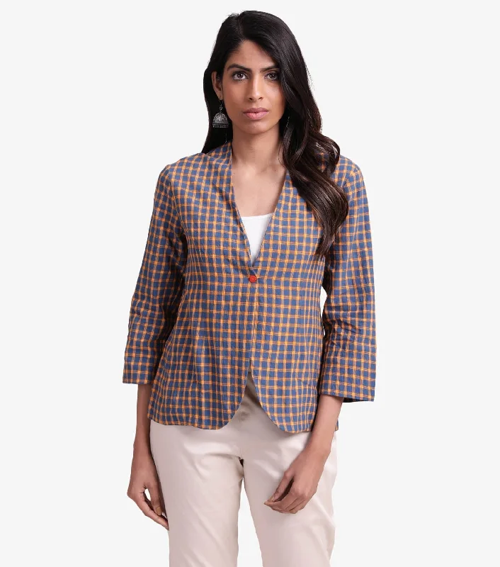 Checked cotton short jacket Satin Jacket Silk Jacket Chiffon Jacket