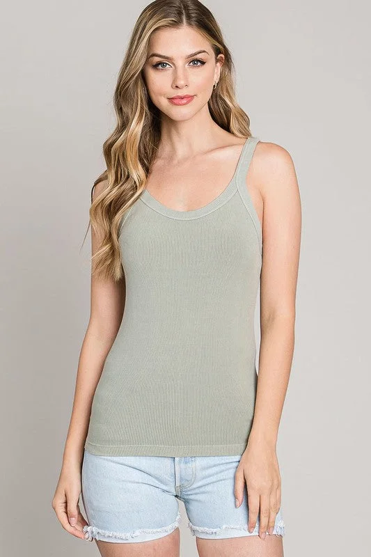 Vintage Washed Scoop Neck Rib Tank peekaboo tank top