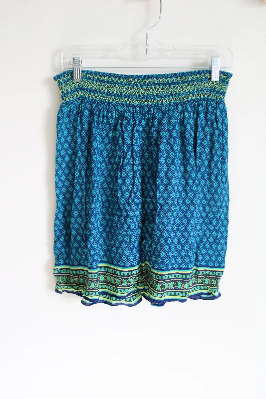 Old Navy Blue Patterned Skirt | M velvet skirt luxurious