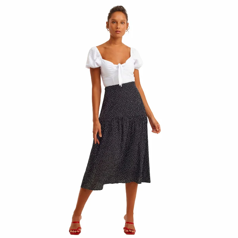 OXXO - Polka Dot Flounce Detailed Patterned Skirt tiered skirt playful