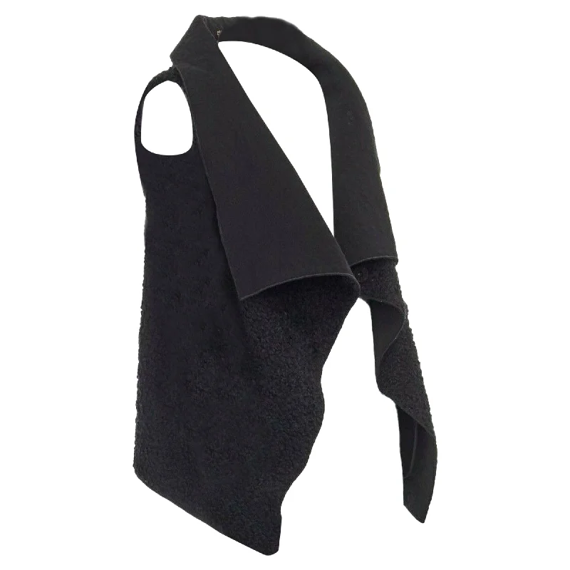 Roland Mouret wool mohair blend draped collar sleeveless vest jacket Lace Jacket Ribbed Jacket Sequined Jacket