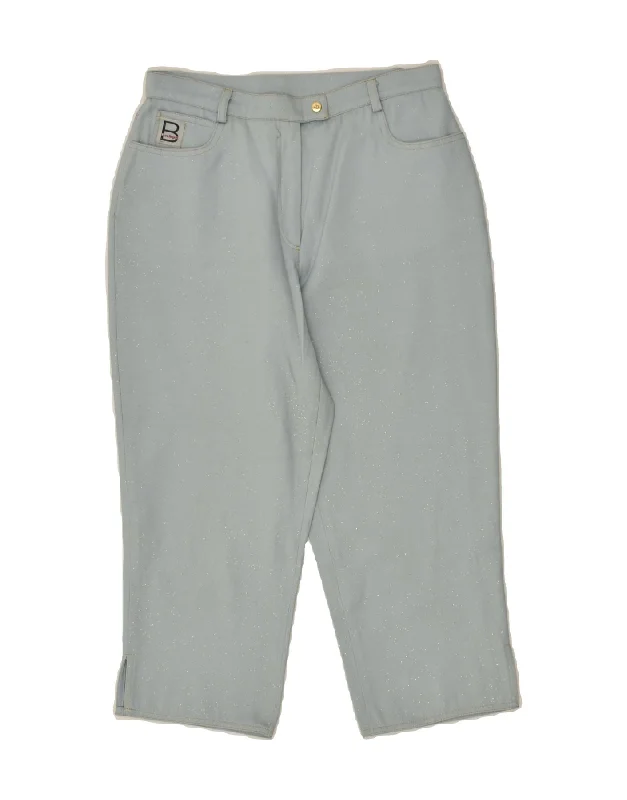 LAURA BIAGIOTTI Womens Straight Capri Trousers UK 8 Small W26 L20 Blue Trousers Brand Named