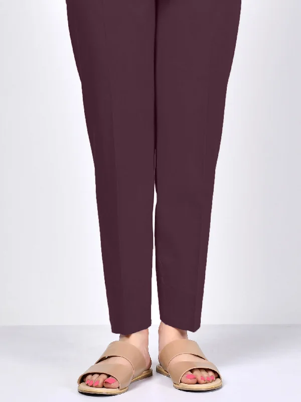Satin Straight Trouser - Plum Trousers Seasonal Trendy