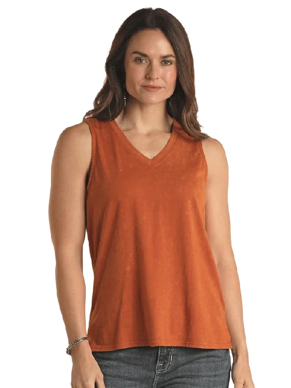 Panhandle LW20T02873 Ladies Hi Low Tank Rust sequin tank top