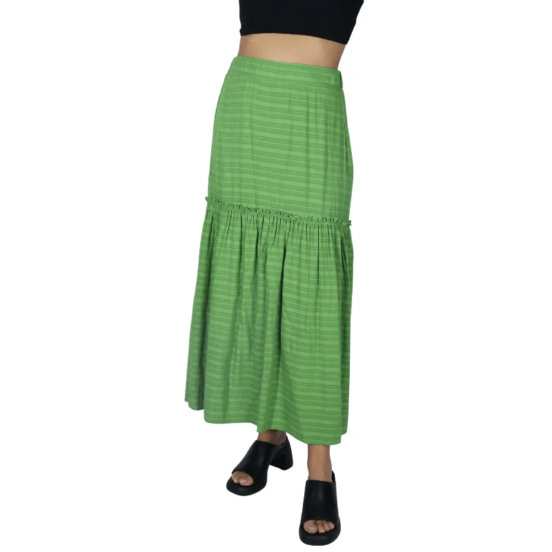 OXXO - Ruffled stripe skirt flowy skirt hem