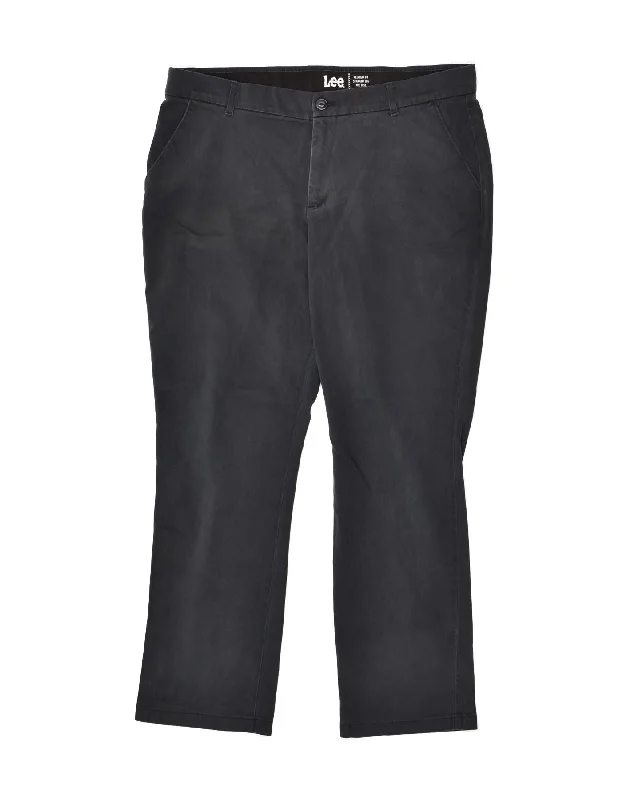 LEE Womens Mid Rise Regular Straight Chino Trousers W36 L28 Navy Blue Trousers Running Lightweight