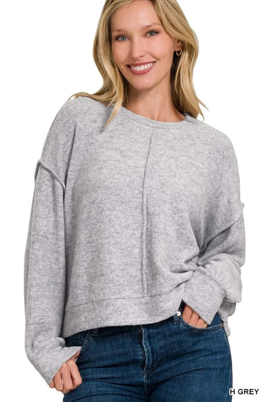 Patchability Heather Grey Hi Low Hem Sweater Sequined Glittery Shiny