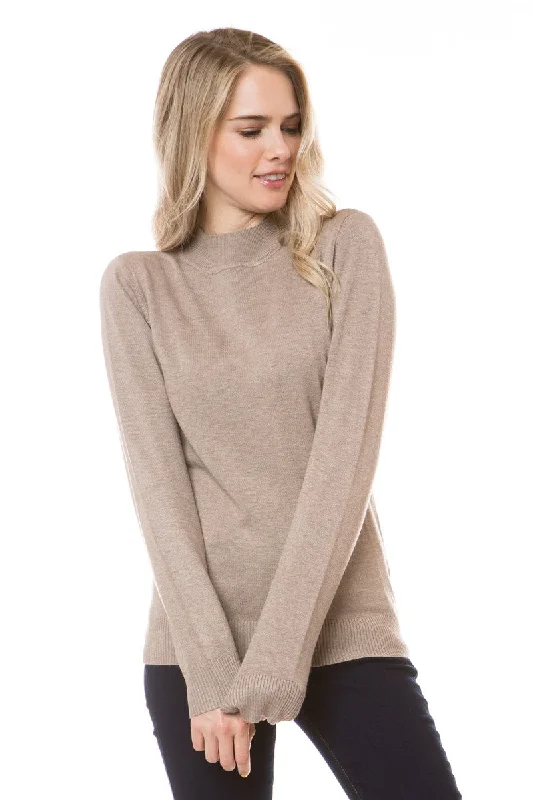 Mocking You Camel Mock Neck Soft Sweater Chenille Blend Fleece Blend Nylon Blend