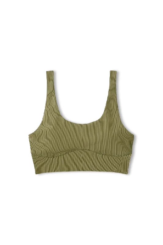 Stripe Rib Crop Top - Olive Jersey Fabric Tulle Fabric Batik Fabric