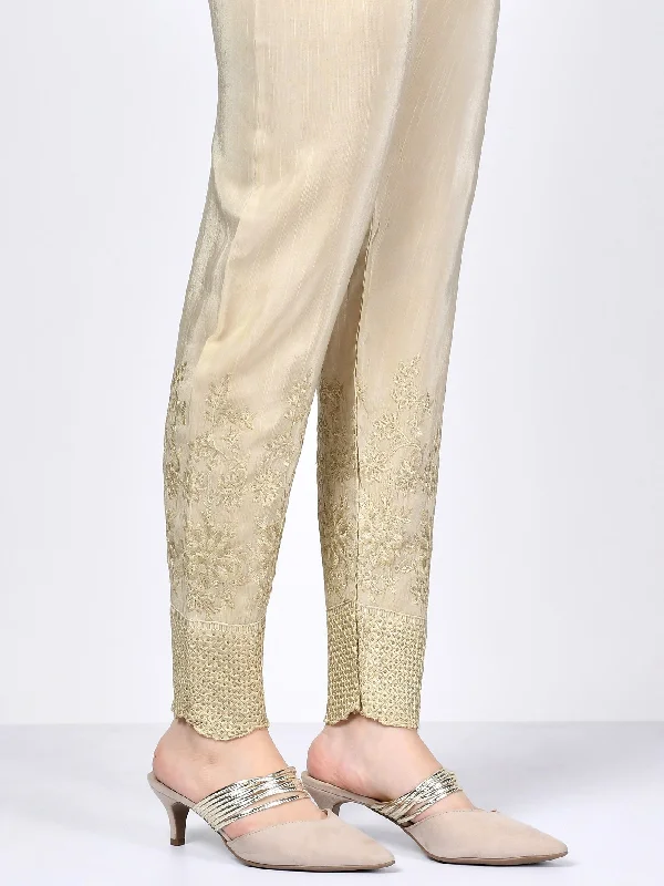 Embroidered Silk Trouser Trousers practical easy-care