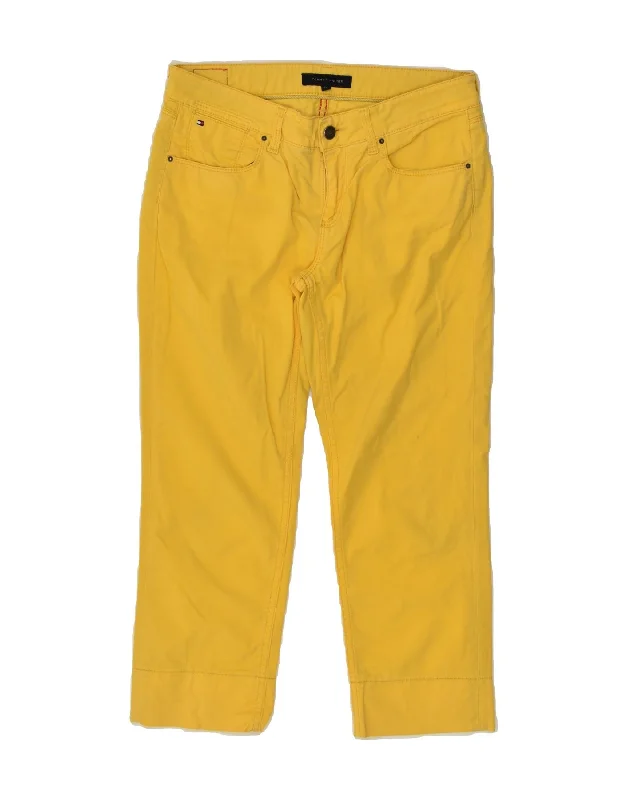 TOMMY HILFIGER Womens Straight Cropped Trousers W29 L24  Yellow Trousers Flared Retro
