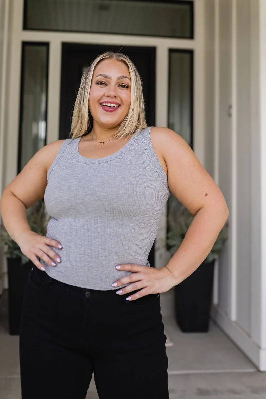 Hazel Blues® |  Just One More Ribbed Tank in Heather Grey fitness tank top