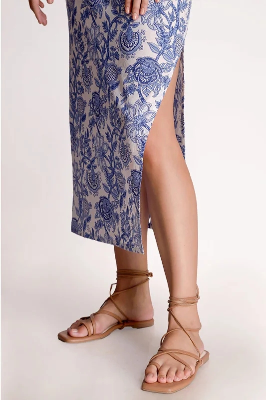 Floriana - Porcelain Print Skirt denim skirt durable