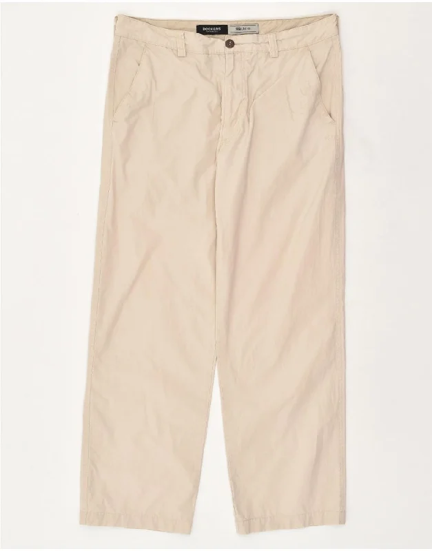 DOCKERS Womens Regular Fit Straight Chino Trousers W34 L28 Beige Cotton Trousers Occasion Special