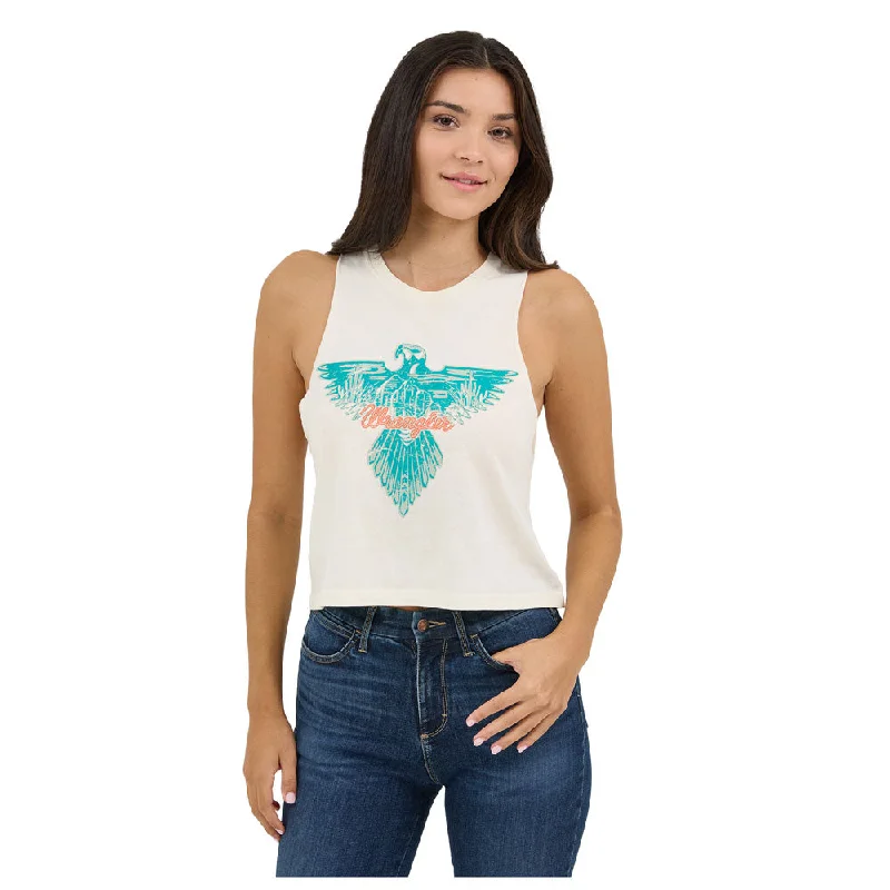 112358625 Wrangler Women's Retro® Knit Festival Crop Tank - Antique White seamless tank top