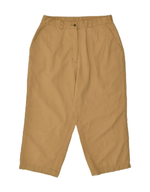 L.L.BEAN Womens High Waist Capri Chino Trousers US 12 Large W30 L22 Beige Trousers Exclusive Limited