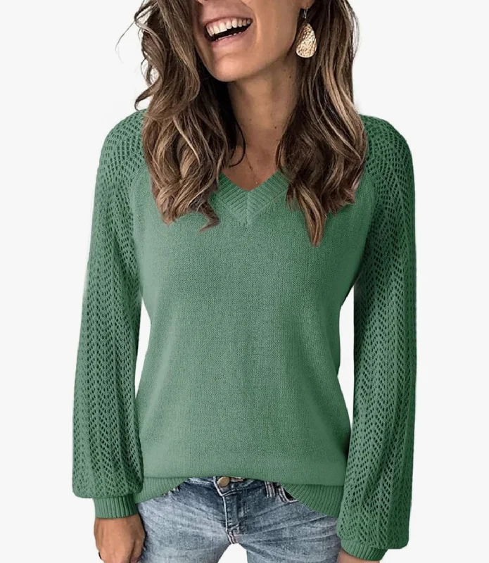 Split Decision Green Crochet Long Sleeve Sweater (Size Medium) Zippered Buttoned Snapped