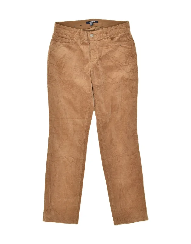 CHAPS Womens Petite Slim Corduroy Trousers US 8 Medium W30 L28 Brown Trousers Prom Sequined