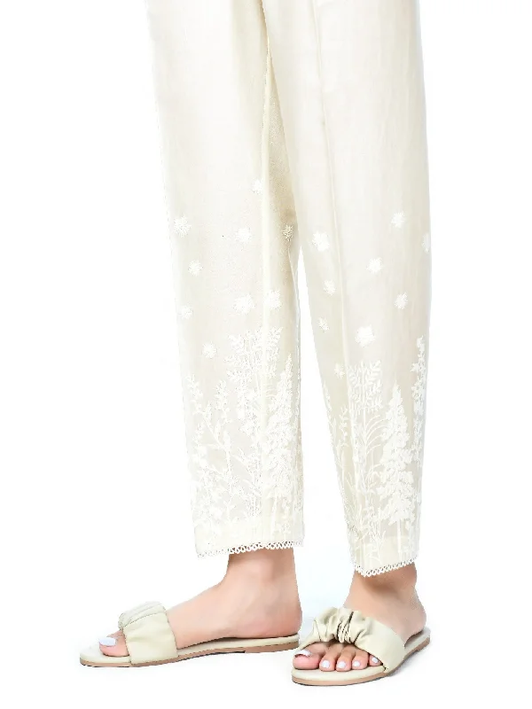 Embroidered Cambric Trouser Trousers Striped Patterned