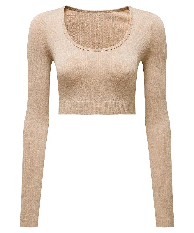 Nude Melange - Women’s TriDri® ribbed seamless '3D Fit' crop top Print Jacquard Patchwork