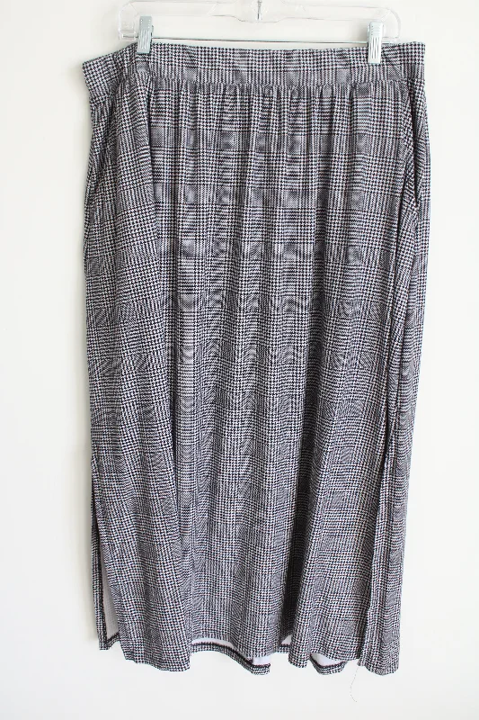 Terra & Sky Black & White Patterned Skirt| 3XL midi skirt versatile