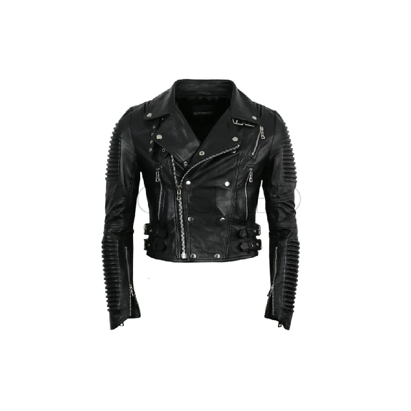 Women Moto Jacket ( Black ) Print Jacket Jacquard Jacket Embroidered Jacket