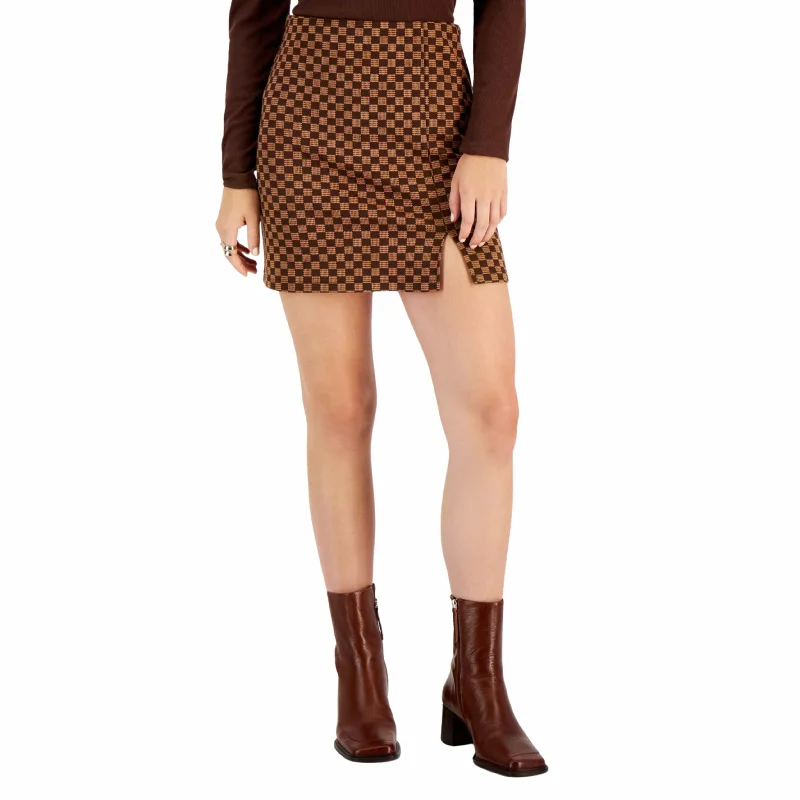 HIPPIE ROSE - Jacquard Side-Slit Mini Skirt velvet skirt rich