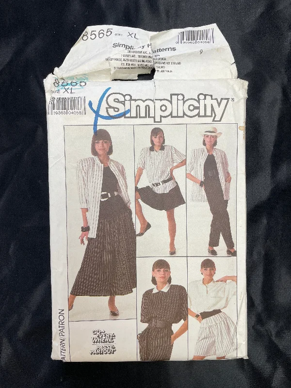 1988 Simplicity 8565 Pattern - Jacket, Blouse, Pants, Shorts and Skirt FACTORY FOLDED Wool Fabric Cashmere Fabric Tweed Fabric