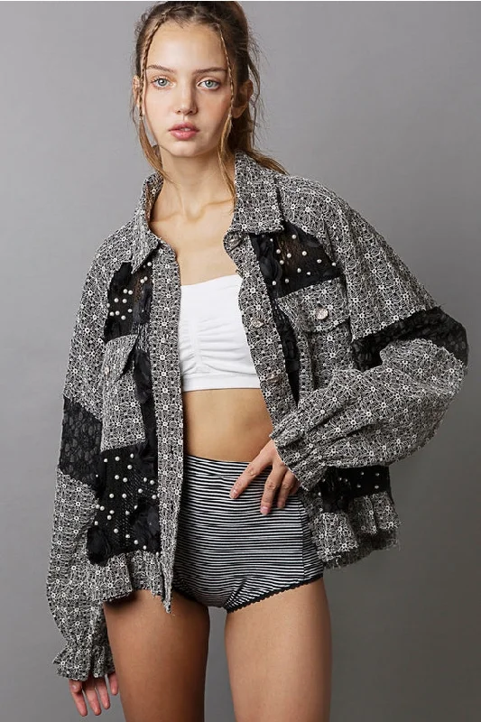 Daring to Be Balloon Sleeved Jacket Striped Jacket Polka Dot Jacket Floral Jacket