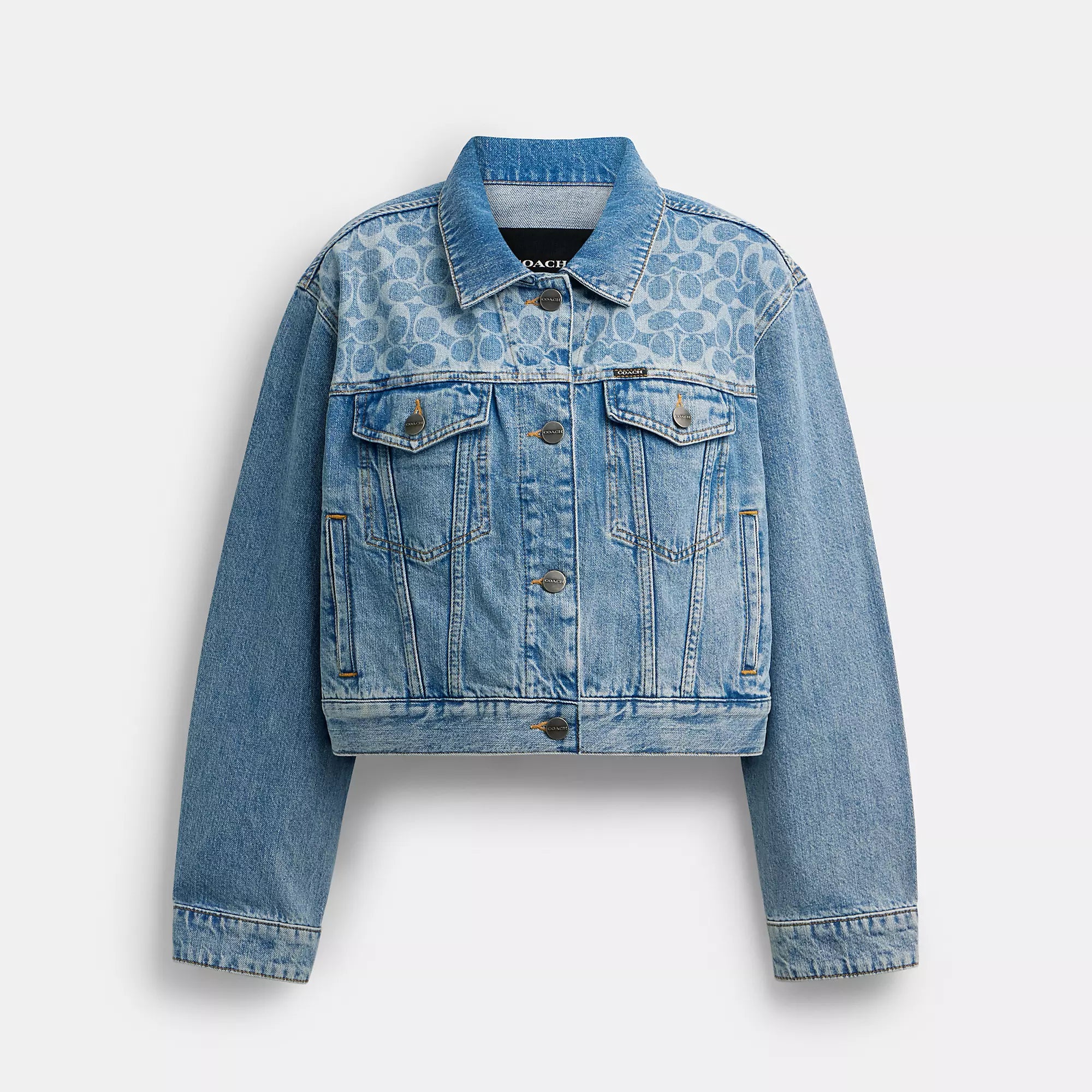 Coach Outlet Denim Cropped Jacket Embroidered Jacket Appliqued Jacket Beaded Jacket